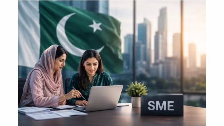 Illustration representing female technology entrepreneurship and digital innovation