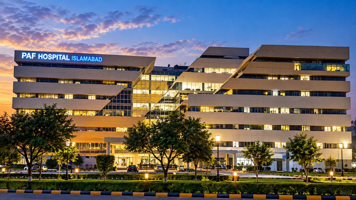 Modern healthcare facility building in Islamabad