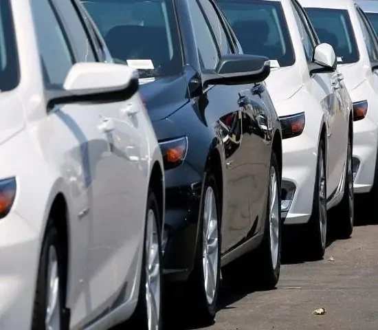 Cars parked at an automotive dealership in Pakistan