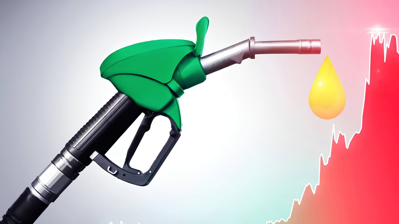 Fuel dispensing nozzle at a petrol filling station in Pakistan