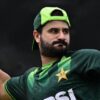 Sahibzada Farhan batting for Pakistan in T20I cricket